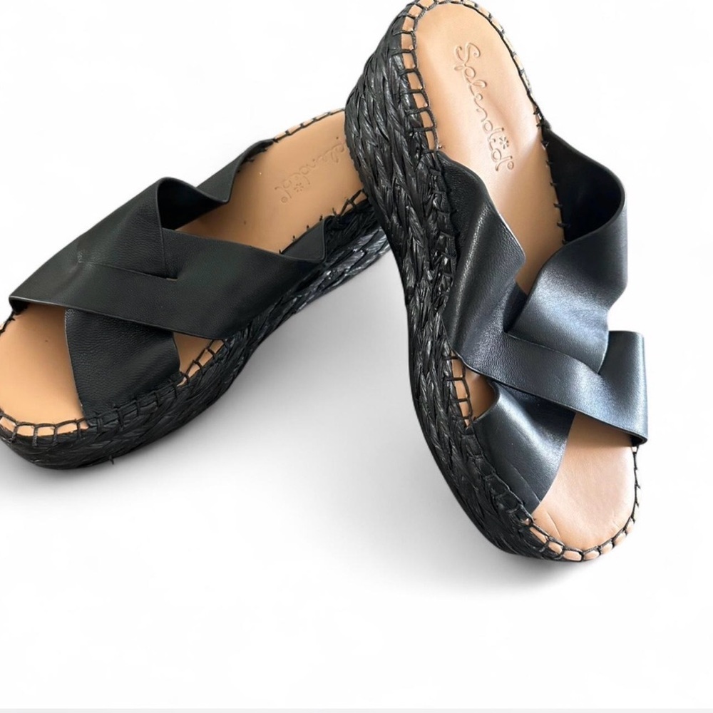 Splendid Black Crisscross Platform Sandals‎